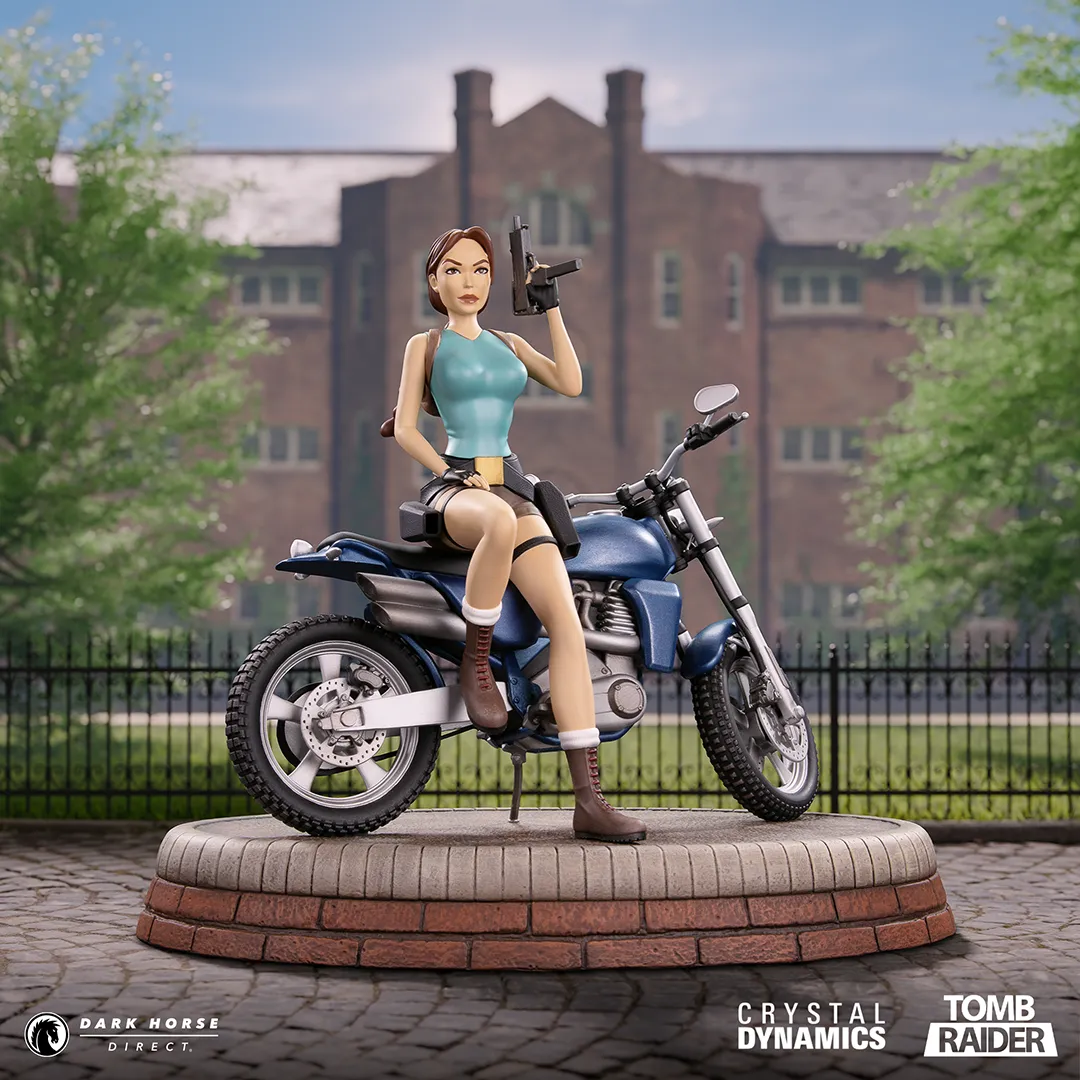 DARK HORSE AND CRYSTAL DYNAMICS PRESENT THE NEW TOMB RAIDER: LARA CROFT – CLASSIC MOTORBIKE PREMIUM STATUE