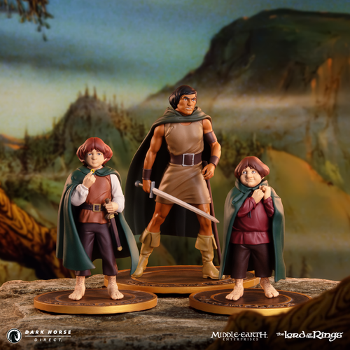 Dark Horse and Middle-Earth present The Lord of the Rings™ Animated Film PVC Figure Set: Frodo, Aragorn, and Samwise!